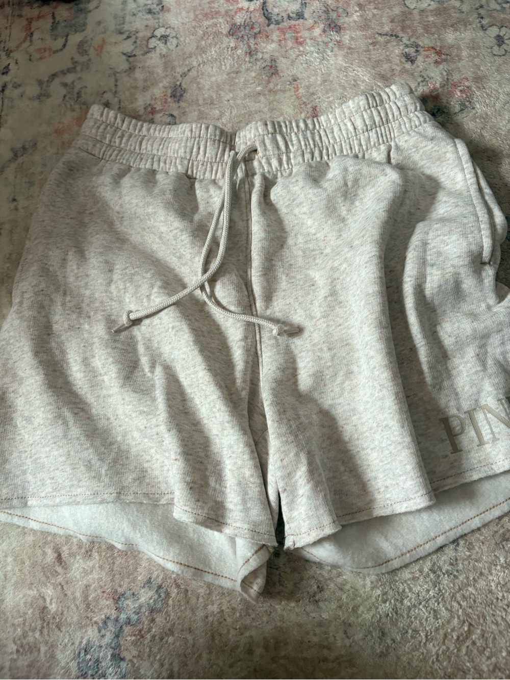PINK Victoria's Secret Light Gray Drawstring Athletic Shorts